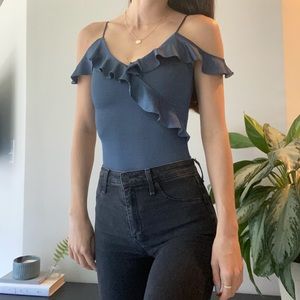 Topshop Blue Cold Shoulder Bodysuit NWT